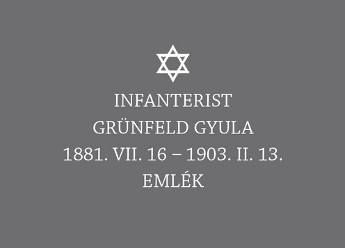 Grünfeld Gyula síremléke 2024-ben a nevesinjei egykori osztrák–magyar katonai temetőben és a sírkő felirata