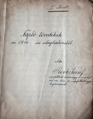 A napló címoldala.