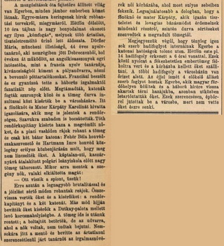 Újsághír a nevelőnő megtámadásáról.