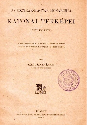 Az 1901-ben kiadott katonai térképészeti könyvének borítója.
