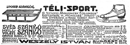A téli sportok az utolsó békeévekben egyre népszerűbbé váltak, s mint láthatjuk, a korcsolyázás, síelés és szánkózás eszközeit változatos árukínálatból választhatták ki a testmozgásra vágyók.