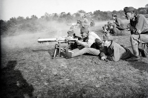 Kiképzés osztrák–magyar 1907 M. 8 mm-es Schwarzlose-géppuskával.