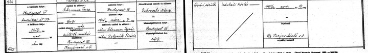 Schramm Imre halotti bejegyzése a budapesti XIV. kerületi halotti anyakönyvben.