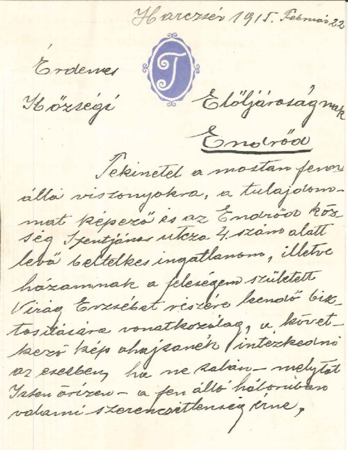 Tímár János végrendeletének első oldala