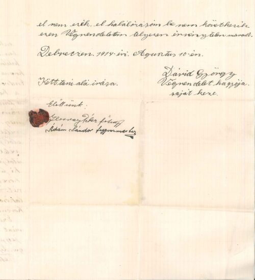 A végrendelet második oldala