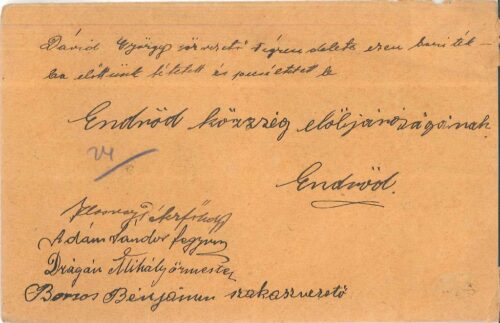 A boríték előlapja