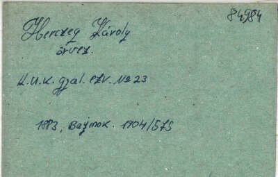 Herczeg Károly őrvezető kitüntetési kartonja