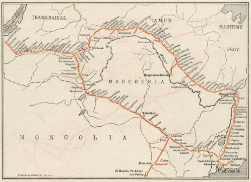 A transzszibériai vasút két lehetséges útvonala a transbajkáli területet követő elágazás révén, mandzsúriai és amúri vasútvonalakkal, 1918. Roób József mindkét útvonalat megjárta Habarovszk felé menet, illetve 1918 tavaszi visszaútja során.
