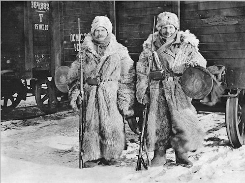 Csehszlovák légionisták „téliesítve” Kurganban, 1918.
