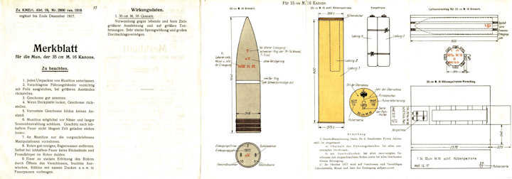 A 35 cm M/16 lövedék rajza.