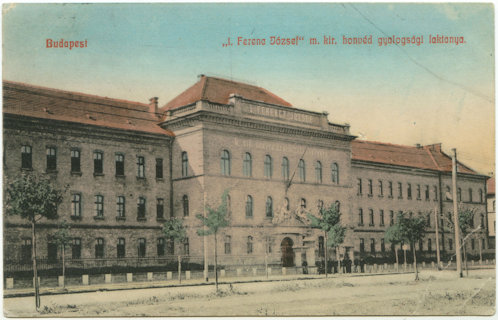 A I. Ferenc József gyalogsági laktanya, amely a m. kir. budapesti 1. számú honvéd gyalogezred szálláshelye volt.