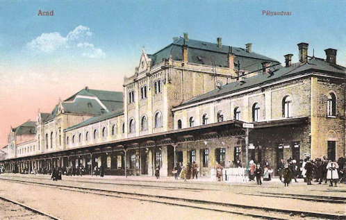 Az aradi pályaudvar 1914-es képeslapon